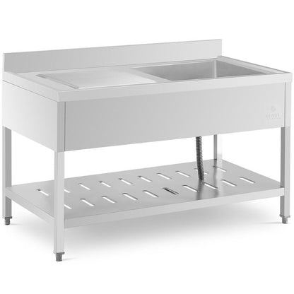 Eenpersoons Horeca Spoeltafel – Gastronomische Spoelbak – RVS Spoeltafel – Professionele Keukentafel – Laboratorium Spoeltafel – Extra Grote Spoelbak 51x52x24,5 cm – Verstelbare Poten & Hoge Rand 10 cm
