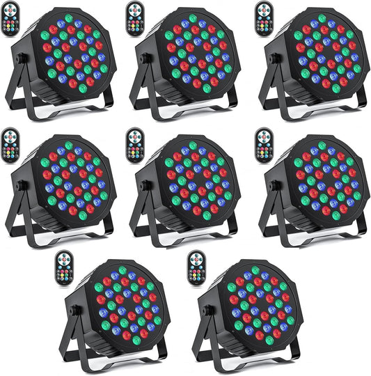 HOLDLAMP 8pcs 36 LED Par Spotlight Stage Light, RGB LED Par Spotlight Party Lights with Remote Control DMX512 disco light for bar DJ show disco birthday Halloween Christmas - QUORE