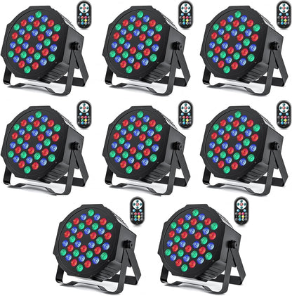 HOLDLAMP 8 stuks 36 LED par spotlight podiumlicht, RGB LED par spotlight feestverlichting met afstandsbediening DMX512 discolicht voor bar DJ show disco verjaardag Halloween Kerstmis