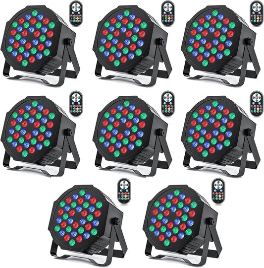 HOLDLAMP 8 stuks 36 LED par spotlight podiumlicht, RGB LED par spotlight feestverlichting met afstandsbediening DMX512 discolicht voor bar DJ show disco verjaardag Halloween Kerstmis