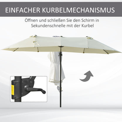 Dubbele Parasol – Tuinparasol – XL Parasol – Terrasparasol – Zonwering – Met Zwengel – Metalen Frame – Groot Schaduwoppervlak 440x270x250 cm – UV Bescherming