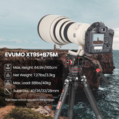 Camerastatief – Fotostatief – Videostatief – Driepoot – DSLR Statief – Carbon 165 Cm Hoog – Draagvermogen 40 Kg
