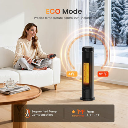 Verwarmingsventilator, energiebesparend, 2000 W, PTC keramische ventilatorkachel, stil, 60 cm, elektrische verwarming met thermostaat en afstandsbediening, eco-modus, 70 graden oscillatie, 12