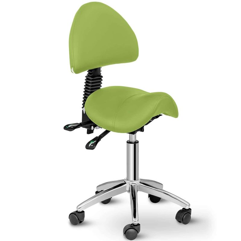 Cosmetic Saddle Chair with Adjustable Rotating Backrest BERLIN - Green