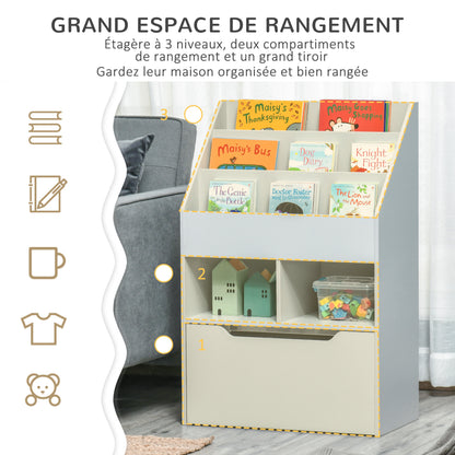 Boekenkast – Kasten – Opbergmeubel – Boekplank – Ladenkast – Grijs – MDF Materiaal – Anti-Kantel Veiligheid