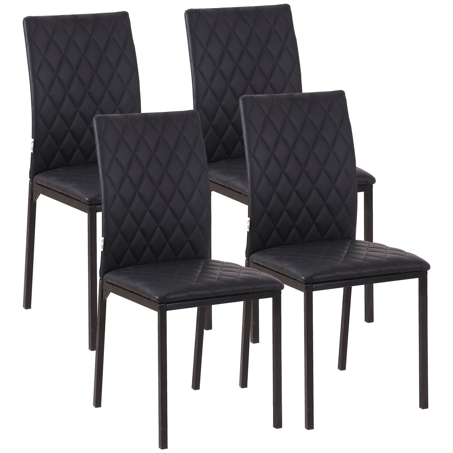 Eetkamerstoelen – Stoelen – Dining Stoelen – Taf stoelen – Zwarte Stoelen – Set van 4 – Gevoerde Zitting – Stalen Poten 41x50x91 cm