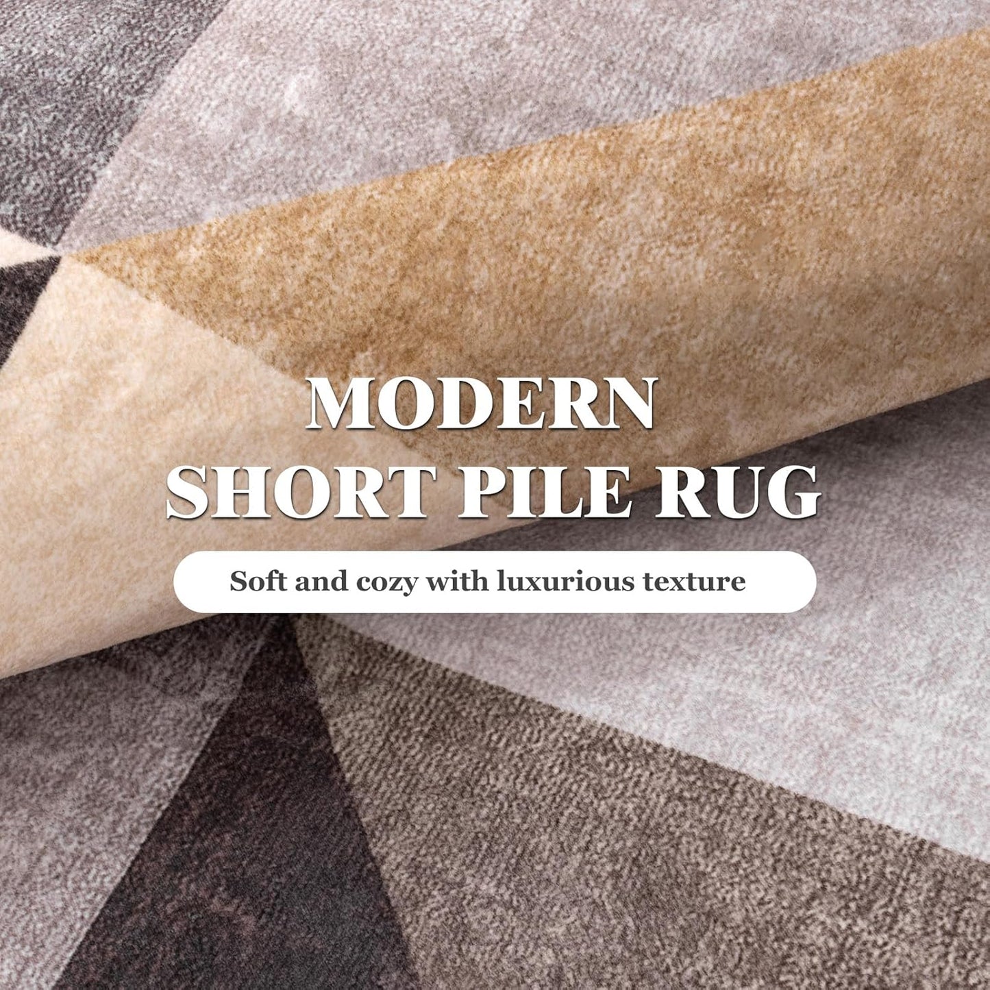 HOMFINE wasbare woonkamer korte flens tapijt-fluffy niet-slip modern tapijt, slaapkamer en eetkamer, zacht sponsmateriaal, ultrasoft en duurzaam, geometrisch abstract patroon, 200x300 cm Bruin