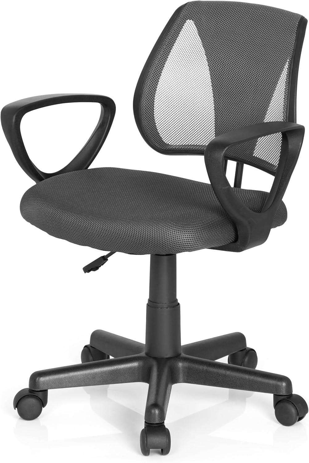 hjh OFFICE 725102 kinder- en jeugddraaistoel KIDDY CD netstof grijs bureaustoel met rugleuning in hoogte verstelbaar