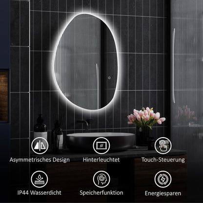 Badkamerspiegel – LED Spiegel – Verlichte Spiegel – Dimbare Spiegel – Wandspiegel – Anti-Condensfunctie – 80 x 60 cm Gehard Glas