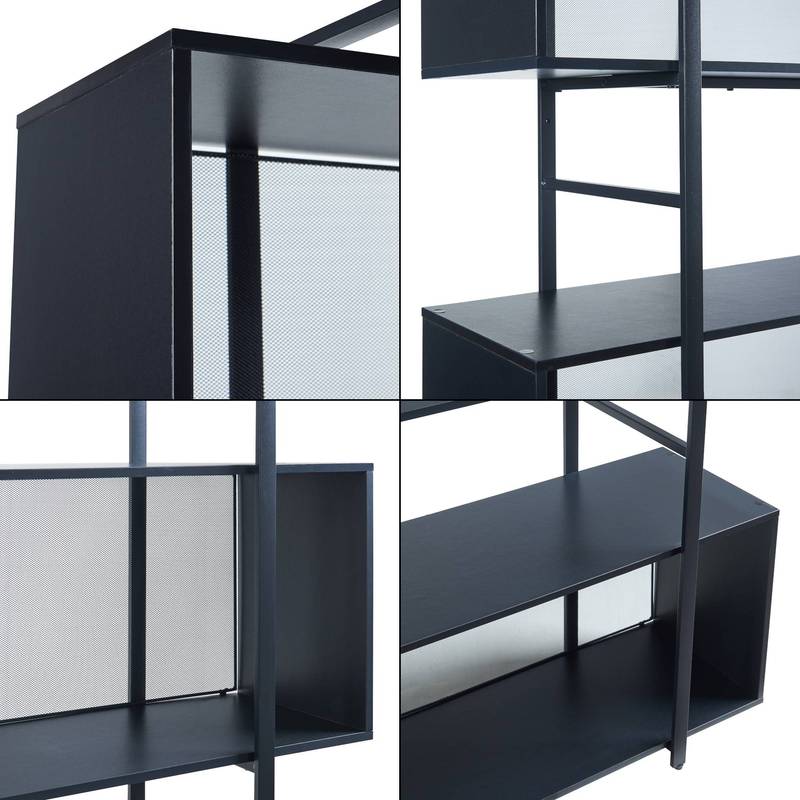 Boekenkast – Vakkenkast – Opbergkast – Open Kast – Wandrek – Zwart Metalen Frame – 3 Ruime Vakken – 180x180x33 cm