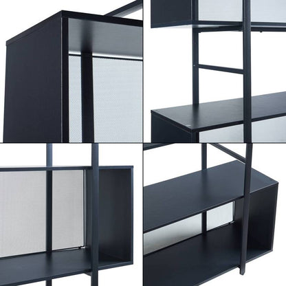 Boekenkast – Vakkenkast – Opbergkast – Open Kast – Wandrek – Zwart Metalen Frame – 3 Ruime Vakken – 180x180x33 cm