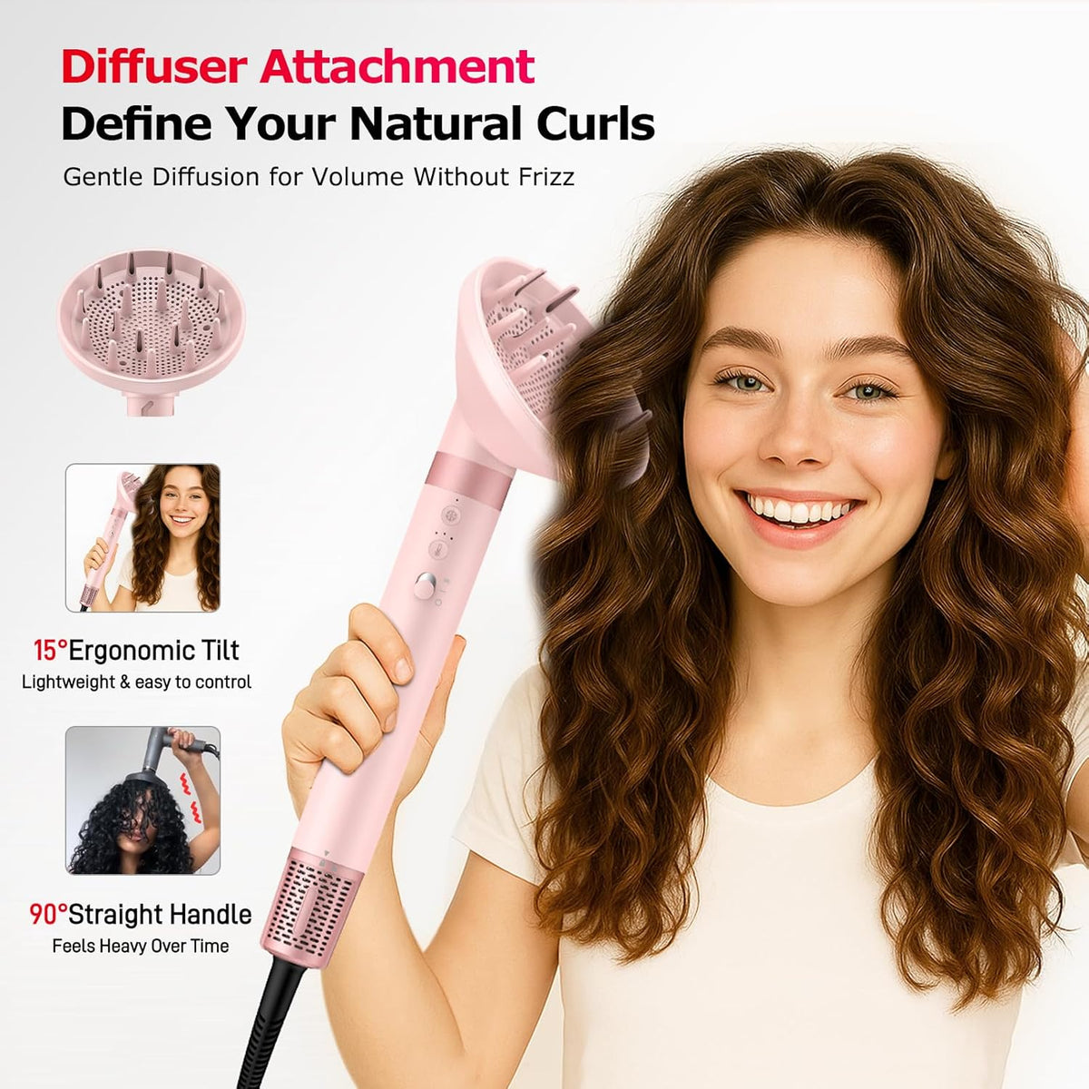 MESCOMB 5-in-1 haarstyler & airstyler met ionenföhn en auto-krultangset, professionele styling, volume, krullen en drogen zonder schade door hitte – met diffuser en reistas