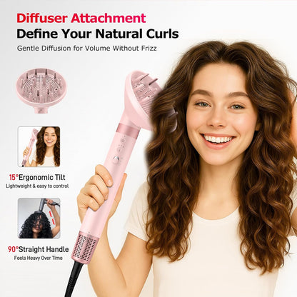 MESCOMB 5-in-1 haarstyler & airstyler met ionenföhn en auto-krultangset, professionele styling, volume, krullen en drogen zonder schade door hitte – met diffuser en reistas