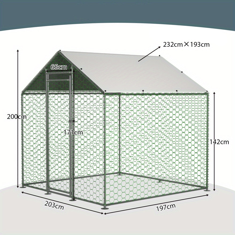 Kippenhok – Kippenren – Buitenren – Hokken – Kippenverblijf – Groot 2x2x2m – Stevig Metaal – Predator-Proof Veiligheidsslot