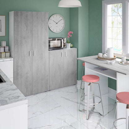 Habitdesign Multifunctionele kast met 2 deuren, afdekkast, wit artik en cement, afmetingen: 80 cm (breedte) x 182 cm (hoogte) x 37 cm (diepte)