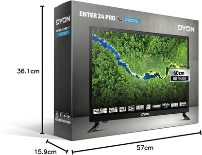 DYON Enter 24 Pro X2 60 cm (24 inch) televisie (Triple Tuner (DVB-C/-S2/-T2), hotelmodus, USB-mediaspeler, modeljaar 2022, zwart