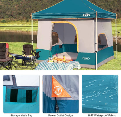 UNP Binnentent voor 10' x 10' pop-up luifel|Gazebo/ingenaaide vloer en volledig geventileerd dak met 1 gaasdeur en 3 grote gaasramen eenvoudige installatie exclusief luifelframe