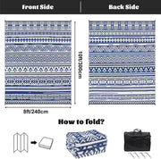 Buiten Vloerkleed - Buitenkleden - Buitentapijt - Opvouwbaar - UV-bestendig - Waterdicht - Omkeerbaar - Buitenmatten - voor Buiten - Balkon - Strand - Picknick -Terras - Rechthoekig - 240 x 300 cm - Blauw