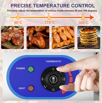 TAIMIKO Elektrische kookplaat, elektrische grill, 220 V, 3000 W (glad, roestvrijstalen behuizing) zilver