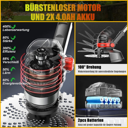 Grastrimmer – Bosmaaier – Snoerloze Trimmer – Accu Trimmer – Onkruidborstel – 4-in-1 Multitool – Borstelloze Motor – 2x 4.0Ah Accu – Telescopisch – 30 cm Maaibreedte