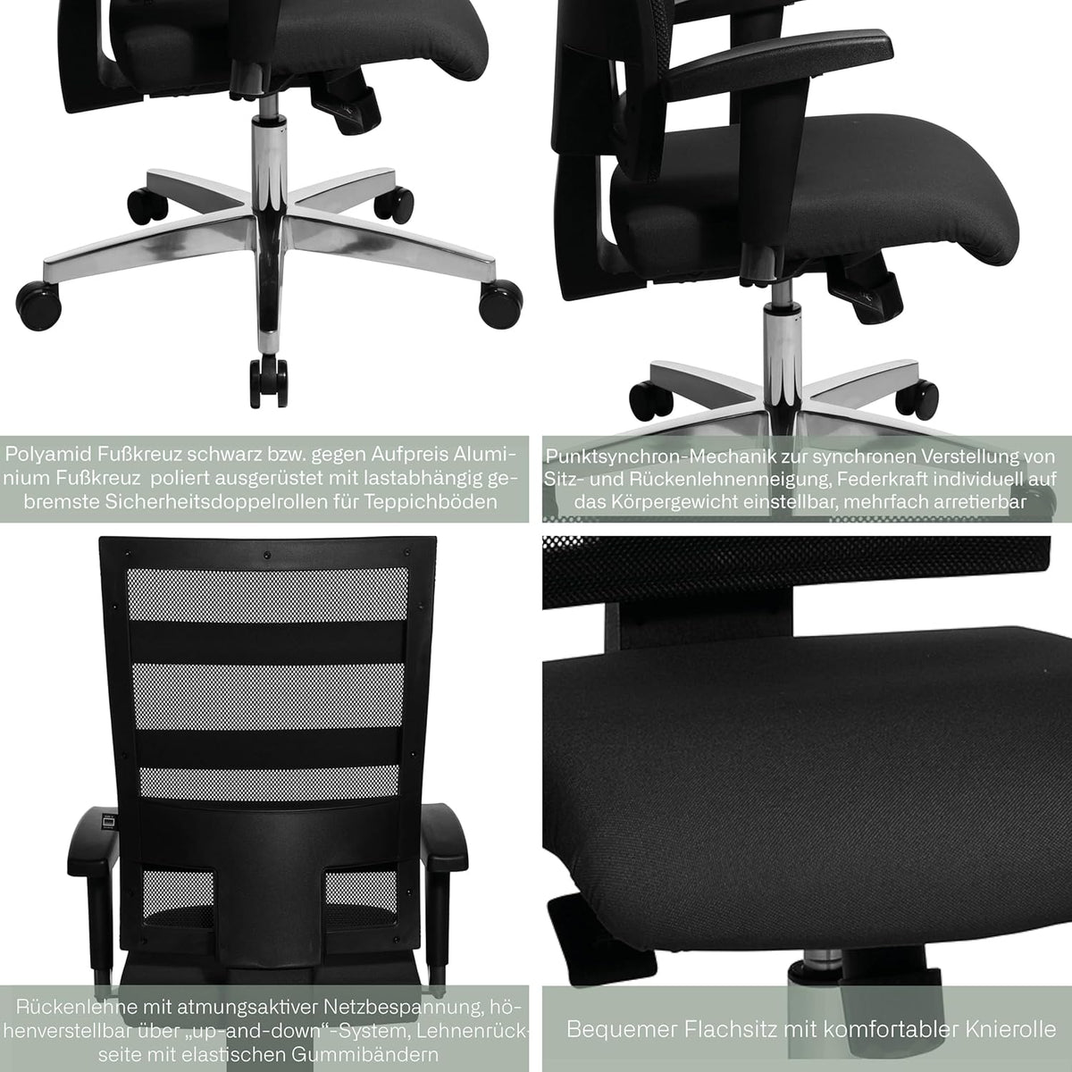 Topstar 959Tt200 X-Pander, Ergonomische Bureaustoel, Bekledingsstof, 48 X 48 X 116 Cm, Zwart