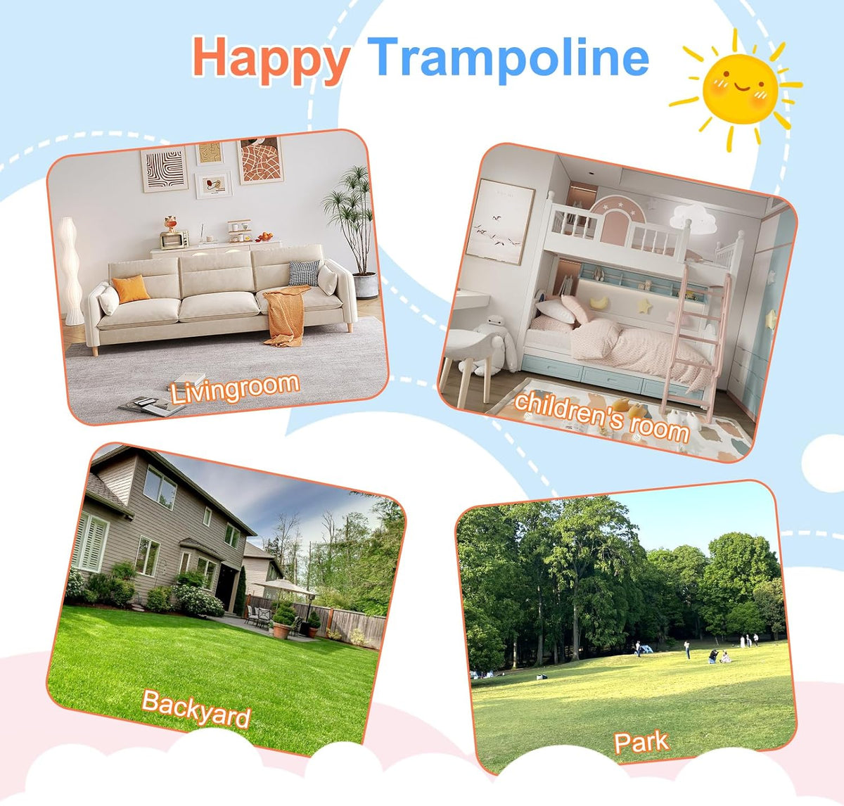 ATIVAFIT 36" Rebounder Trampoline voor peuters kinderen met schuimhandvat en Oxford gewatteerde hoes indoor mini trampoline voor 1-6 jaar oud
