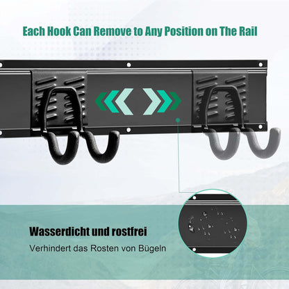 Gereedschapsrek - Gereedschapwand - Gereedschaphouder - Wandhouder - voor Tuingereedschap - Elektrisch Gereedschap - met 4 Paneele - 12 Haken - Veelzijdige Haakconfiguratie - Robuust - voor Garage - Tuin - 162 cm - Zwart