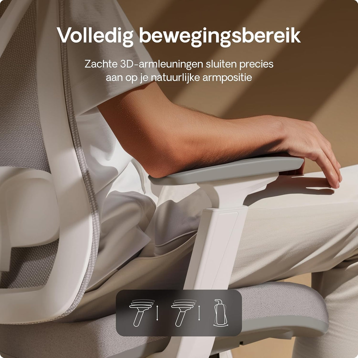 Desktronic Adjustable Ergonomic Office Chair, Office Chair with Lumbar Support, Back-Friendly, Computer Chair, Height Adjustable and Back-Friendly, Wide Upholstery, Grey - QUORE