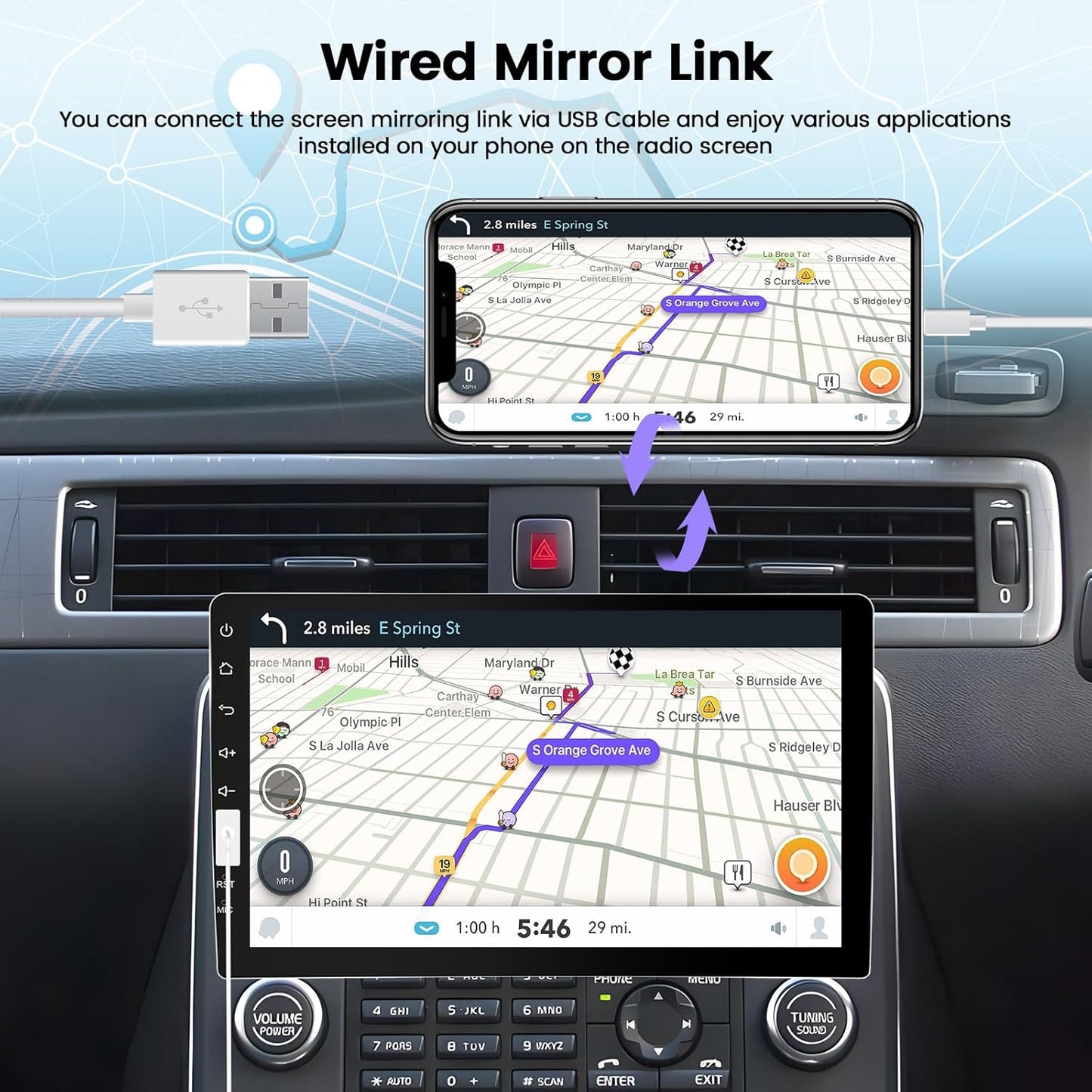Hikity Autoradio 1 Din mit Apple Carplay Android Auto Auto Radio Touch Display mit 9 Zoll Bildschirm Mirror Link FM USB SWC Autotadio Bluetooth mit Rückfahrkamera