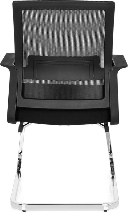 hjh OFFICE 732060 bezoekersstoel Inventor V stof/netrug zwarte stoel cantilever met lendensteun