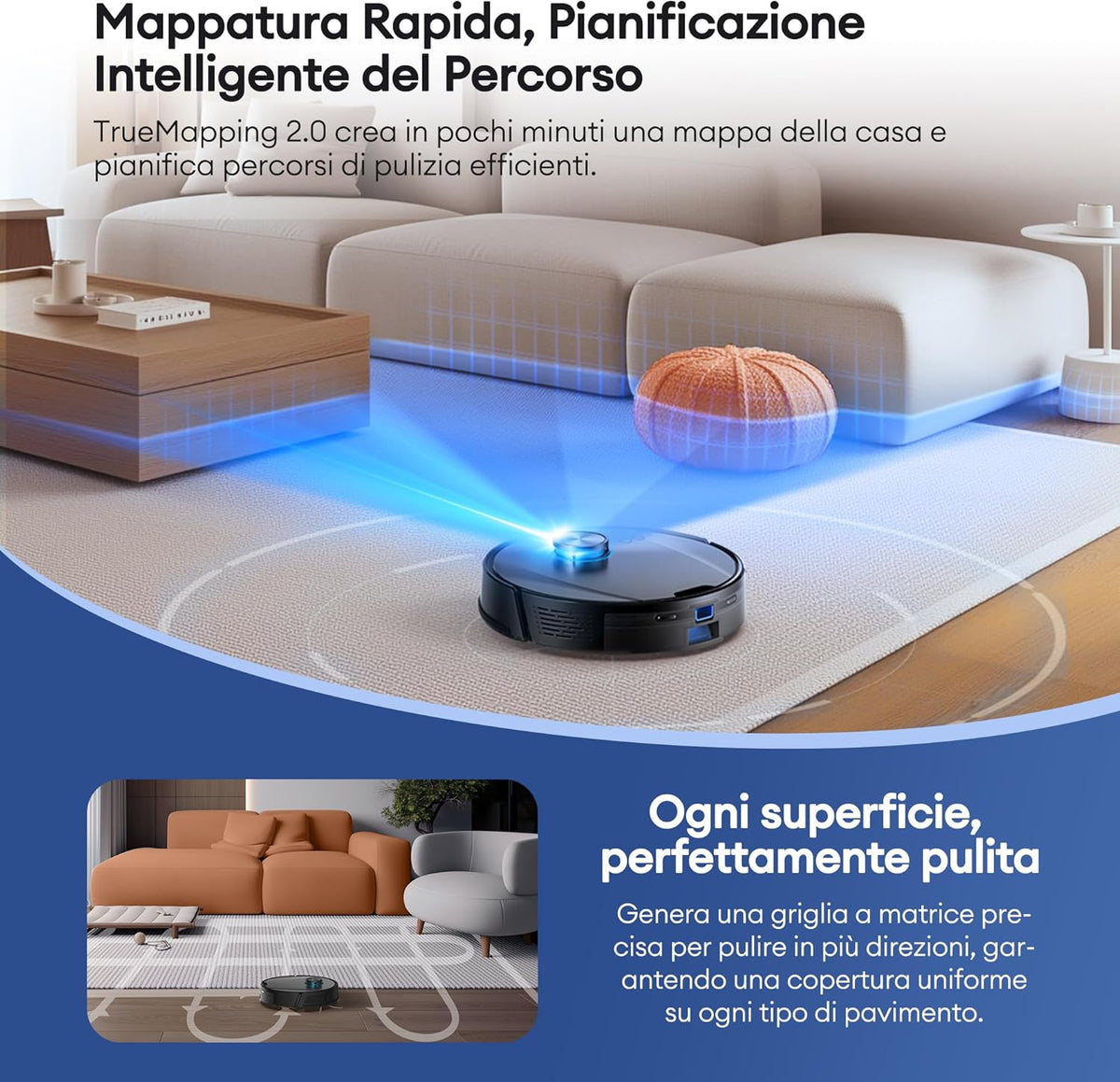 Ultenic Robotstofzuiger, robotstofzuiger, 6000 Pa, lange levensduur, Alexa/APP/IFTTT robotstofzuiger, ultradun, stil