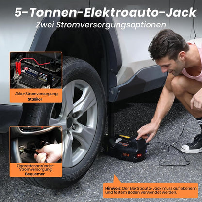 ROGTZ 5T Elektrische Hydraulische Autokrik – 4-in-1 Multifunctioneel Autokrik-Set met geïntegreerde luchtpomp, LED-licht en bandenspanningsmeter, ideaal voor SUV, PKW & LKW