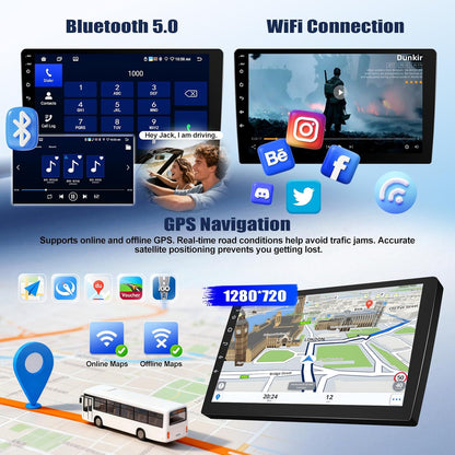 Android 15 Autoradio – Multimedia Systeem – Navigatie Radio – Draadloze CarPlay – Bluetooth Autoradio – 9 Inch Touchscreen – 8-Core Processor Met 6+128GB Geheugen