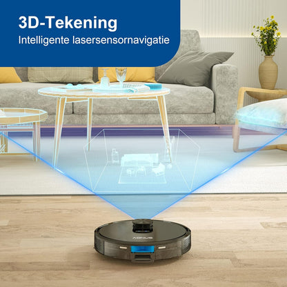 Robotstofzuiger – Robotstofzuiger met dweilfunctie – Robotveger – Automatische Stofzuiger – Dweilrobot – Lasernavigatie – 3700 Pa Zuigkracht – 3,5L Automatisch Afzuigstation