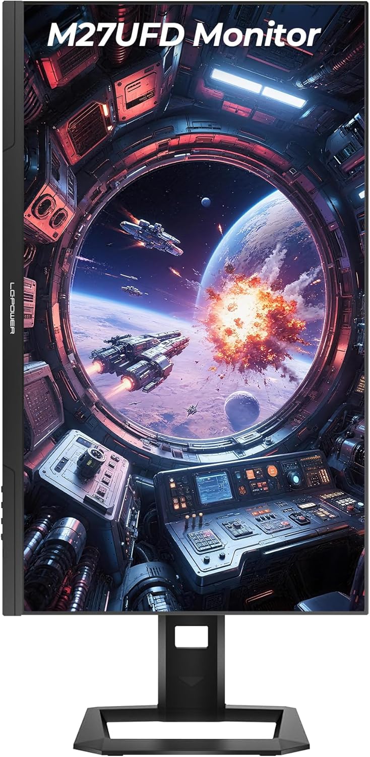 LC-Power Monitor Gaming 27 Pollici, Dual Mode UHD 4K (3840×2160) 160Hz | FHD 320Hz, 1ms OD, Rapid IPS, 130% sRGB, AdaptiveSync, HDR400, HDMI 2.1, DP 1.4, VESA, M27UFD