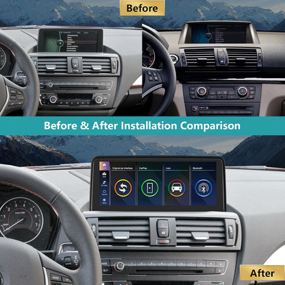 Ninetom 10,25 inch autoradio touchscreen voor 2008-2012 BMW 1-serie E81 E82 E87 E88 met CIC-systeem, ondersteuning voor Apple CarPlay/Android Auto/Mirrorlink/navigatie, autoradio-upgrade