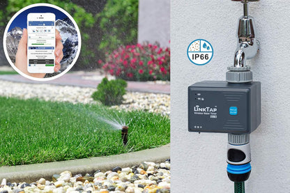 LinkTap G1S Draadloze Watertimer & Gateway - Cloudgestuurde Bewateringstimer met Slimme App voor Tuinen, Ruimer Bereik dan WiFi, Weerbewust, Manueel Aan/Uit & Digitale Lockout, IP66