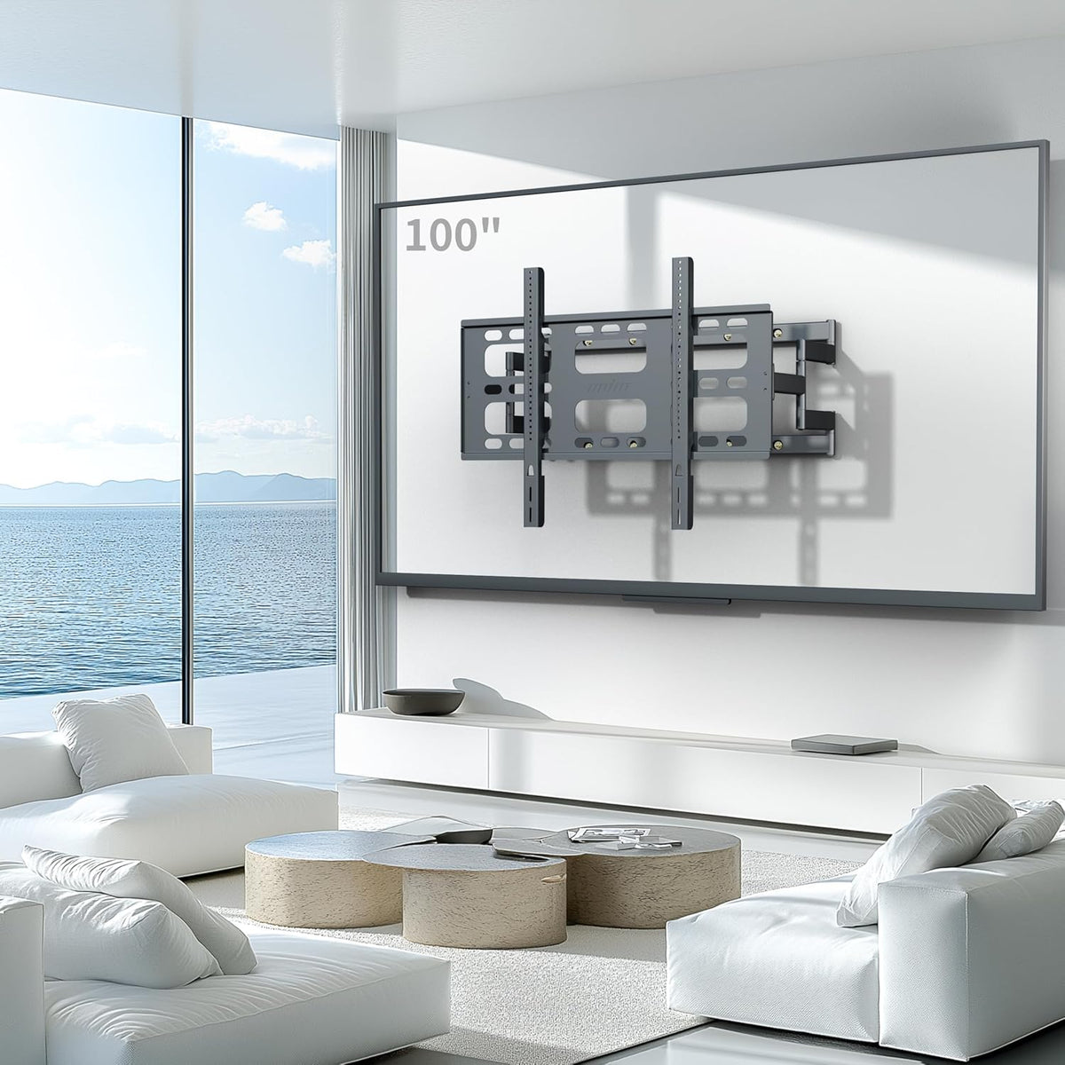 unho TV wall mount swiveling pull-out for up to 100 inches - QUORE