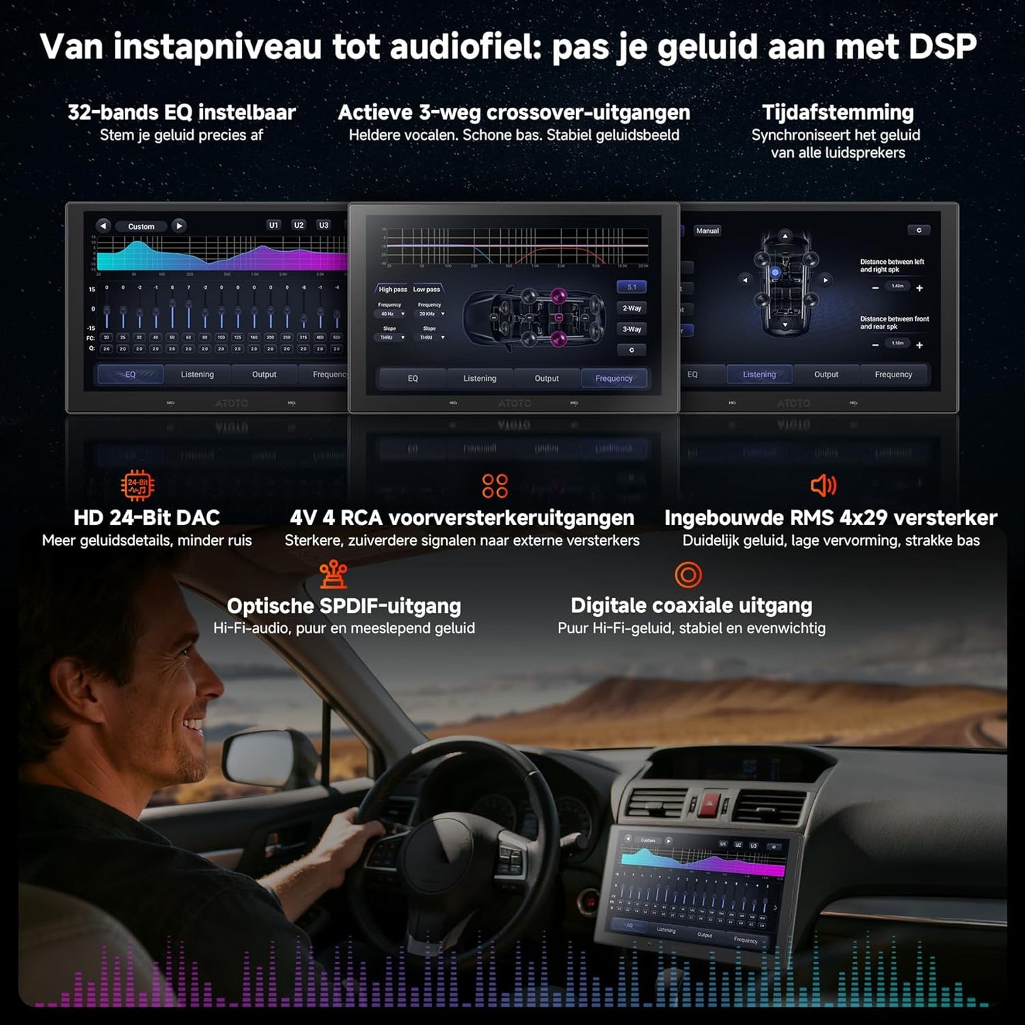 Android Autoradio – Multimedia Systeem – Navigatie Unit – Touchscreen Radio – 2-DIN Stereo – 10.1" QLED Scherm – 6GB RAM & 128GB Opslag – Draadloos CarPlay & Android Auto