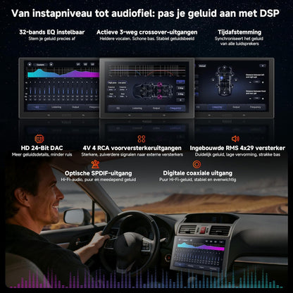 Android Autoradio – Multimedia Systeem – Navigatie Unit – Touchscreen Radio – 2-DIN Stereo – 10.1" QLED Scherm – 6GB RAM & 128GB Opslag – Draadloos CarPlay & Android Auto