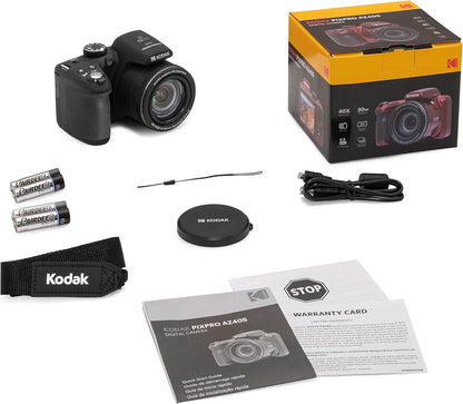 KODAK Pixpro Astro Zoom AZ405 - digitale brugcamera, 40x zoom, 24 mm groothoeklens, 20 megapixels, 3 inch LCD-scherm, 1080p Full HD-video, OIS, AA-batterij - zwart