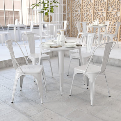 Flash Furniture Jeffrey Tuintafel voor binnen en buiten, rond, 76,2 cm, wit