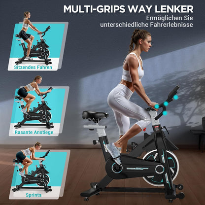 Hometrainer – Fitnessfiets – Fitnessbike – Indoor Bike – Ergometer – Bluetooth Monitor – Stil en Soepel Met Verstelbare Zitting - QUORE