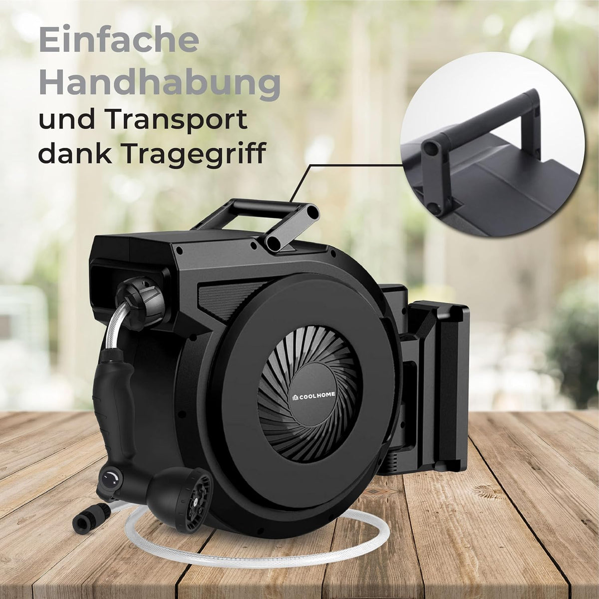 Slanghaspel – Tuinslanghaspel – Tuinslanghouder – Tuinspuit – Slangrol – 38+2 Meter Lengte – 180° Draaibaar Met Automatisch Oprolsysteem
