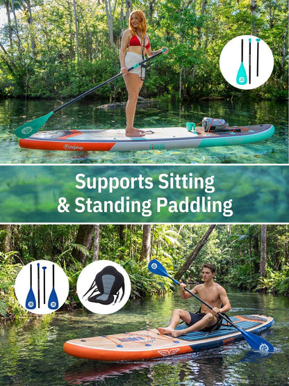 Niphean Opblaasbaar paddleboard (extra groot), SUP voor 2+1 personen/familie, stand-up paddleboard met (Beginner-vriendelijk) evenwichtige vleugel, waterdicht telefoonzakje, paddleboard voor