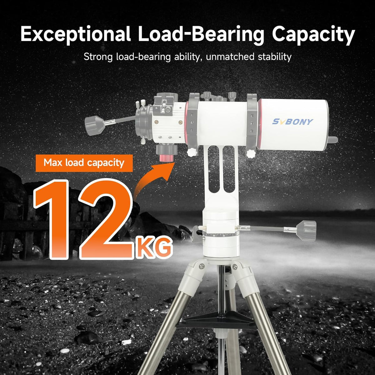 Svbony SV225T Astronomical Telescope Tripod, Extendable Aluminum Tripod, Portable Telescope Accessories, Compatible with SV225 Series Alt-Azimuth Mounts, Ideal for Astronomical - QUORE