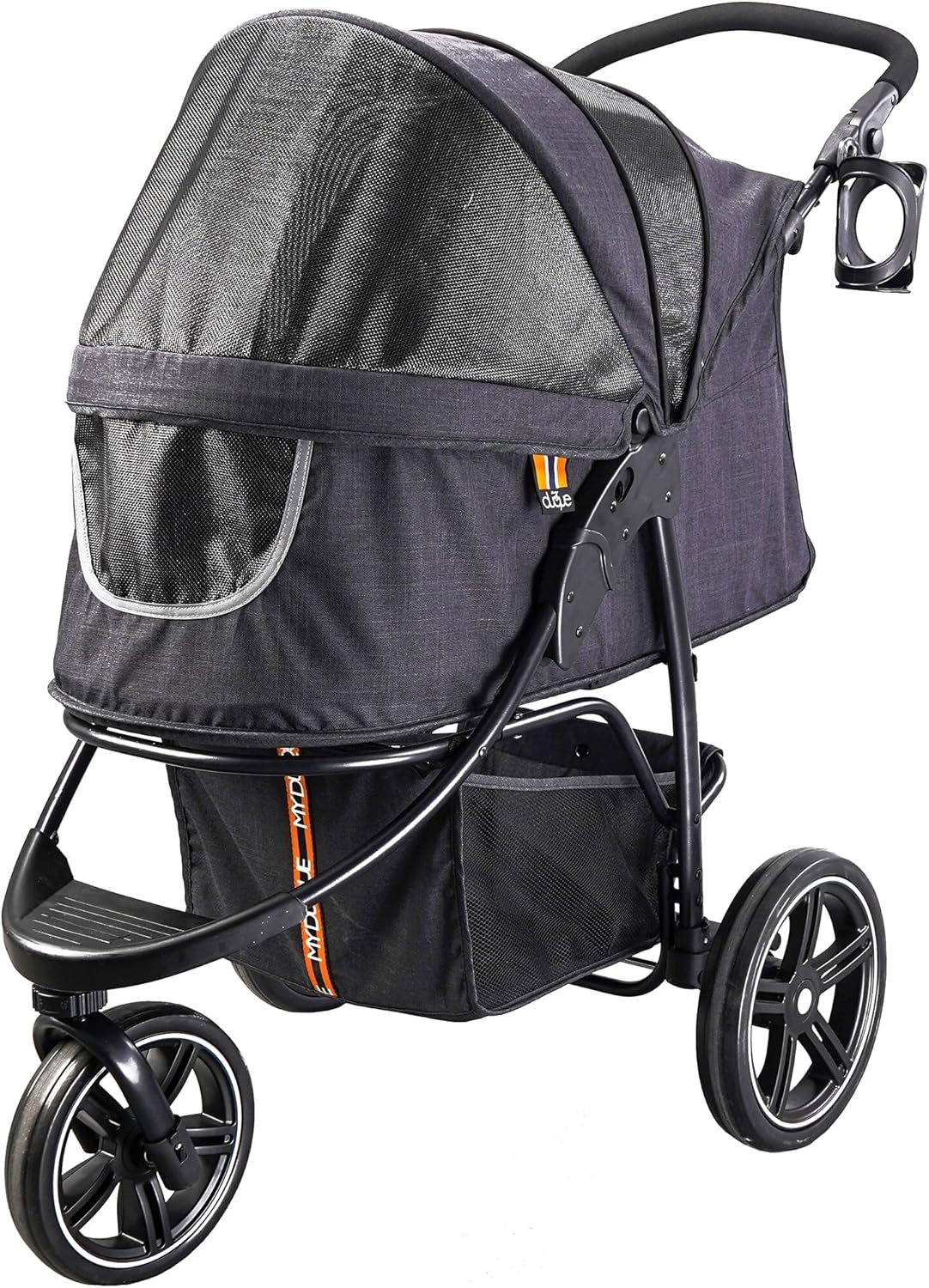 COOPER - Hundewagen & Haustier Buggy bis 32 kg mit Ablagekorb für Einkäufe, einfach faltbar, 3-Fach höhenverstellbar, Soft Touch Griffe, reflektierend und im modernes Design in schwarz