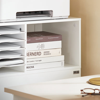Printerstandaard – Rollende Printerkast – Bureau Organizer – Opbergkast – Mobiele Printertafel – Compact 60x33x100 cm – MDF Wit