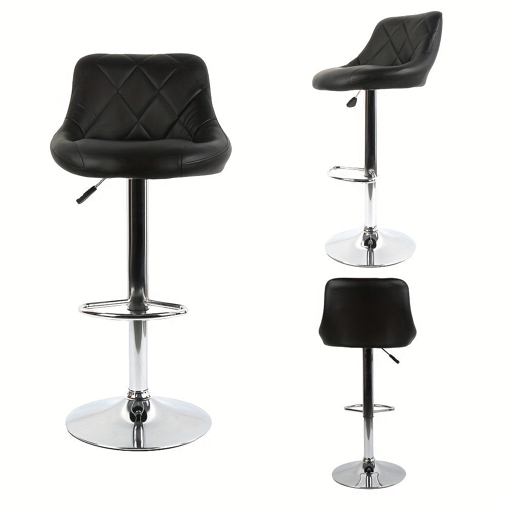 Barstoel – Barkruk – Keukenstoel – Hoogstoel – Draaistoel – Verstelbaar 55-75 cm – Zwart PU Leer – Ergonomisch Wingback Design Met Voetsteun
