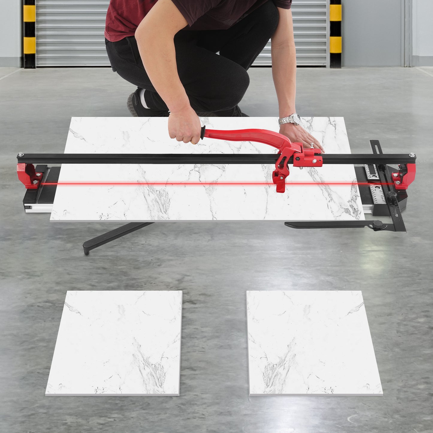 Tegelknipper – Tegelsnijder – Tegelsnijmachine – Tegel Snijder Handmatig – Rood – Infrared Richtlijn – Verstelbare Snijdikte 4-15mm